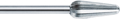 Burs for acrylics, medium, with mill toothing cut, straight, form: bud, rounded, long