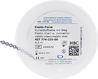 Elasto-Force plastic chain with short connector, metallic silver