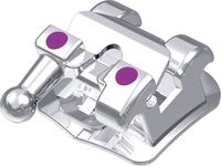 dinamique® m self-ligating metal bracket with hook, -17° torque, 0° angulation for tooth 44, Roth 22