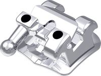 dinamique® m self-ligating metal bracket with hook, -17° torque, 0° angulation for tooth 45, Roth 22