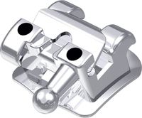 dinamique® m self-ligating metal bracket with hook, -17° torque, 0° angulation for tooth 35, Roth 22