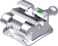 dinamique® m self-ligating metal bracket with hook, 0° torque, +8° angulation for tooth 23, McLaughlin-Bennett-Trevisi** 22