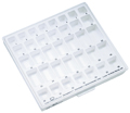 Trays with lids and inserts for band cabinet, Marking: dentaform® lower first molar bands, left